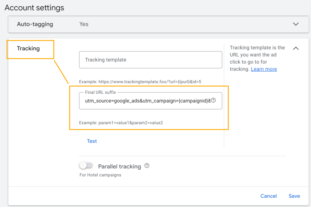 Google Ads - Account settings